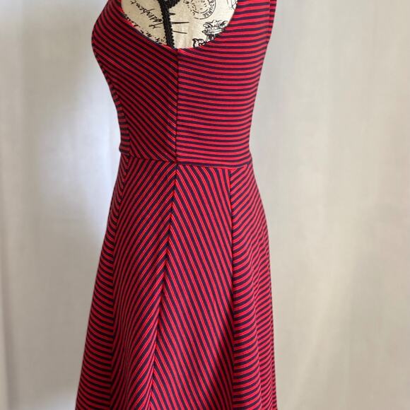Express Red & Blue Striped Sleeveless Fit & Flare Skater Dress XS - Picture 3 of 9